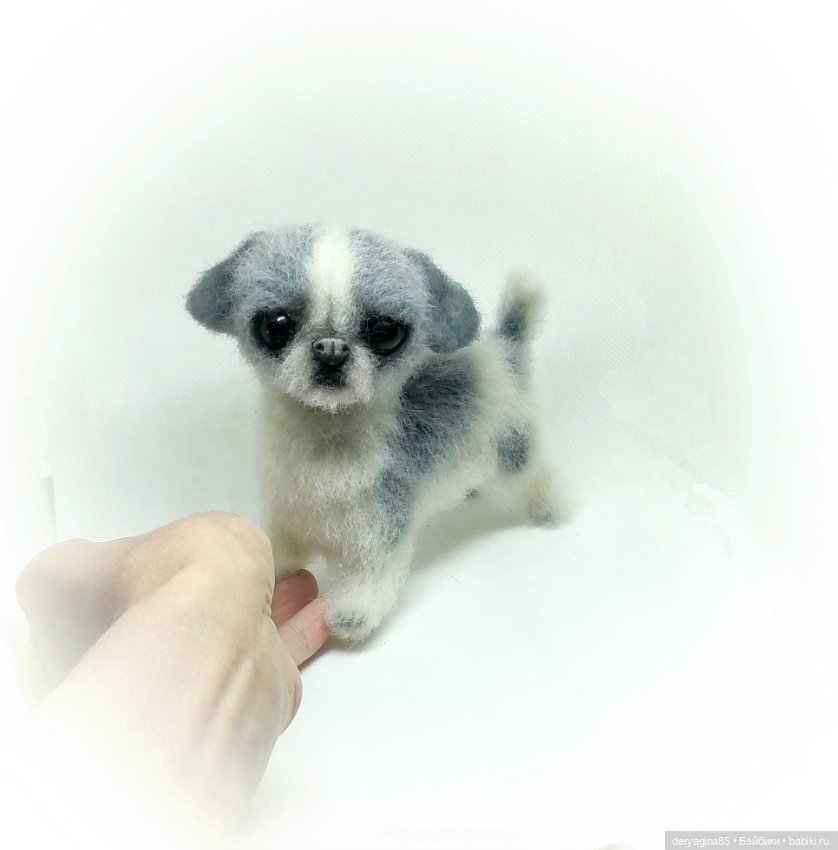 Щенок японского хина — Валяные игрушки из шерсти: сухое валяние (фото 8)