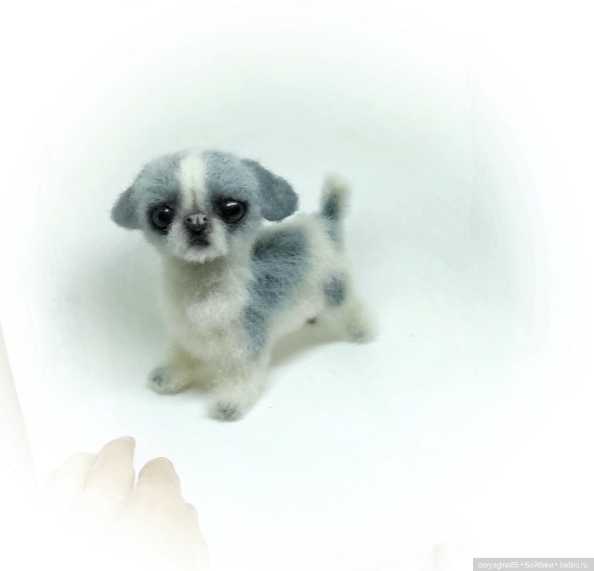 Щенок японского хина — Валяные игрушки из шерсти: сухое валяние