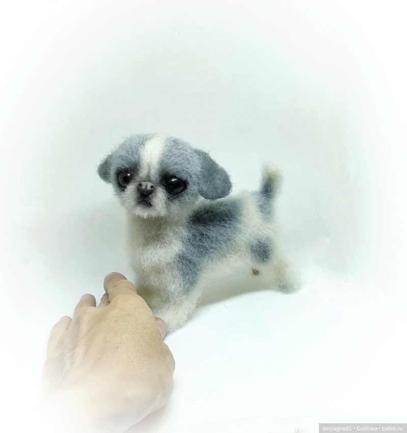 Щенок японского хина — Валяные игрушки из шерсти: сухое валяние (фото 4)