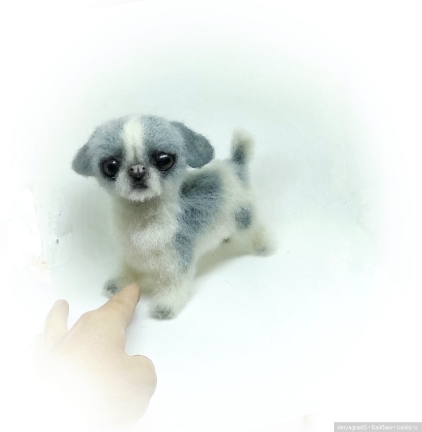 Щенок японского хина — Валяные игрушки из шерсти: сухое валяние (фото 2)