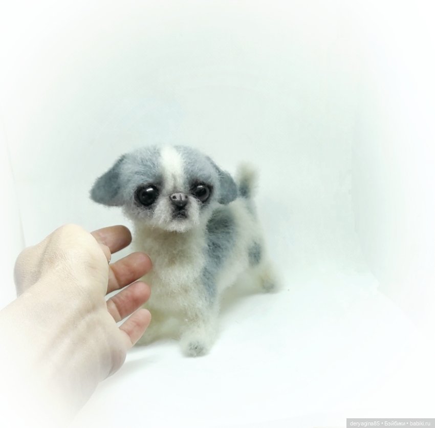 Щенок японского хина — Валяные игрушки из шерсти: сухое валяние (фото 5)