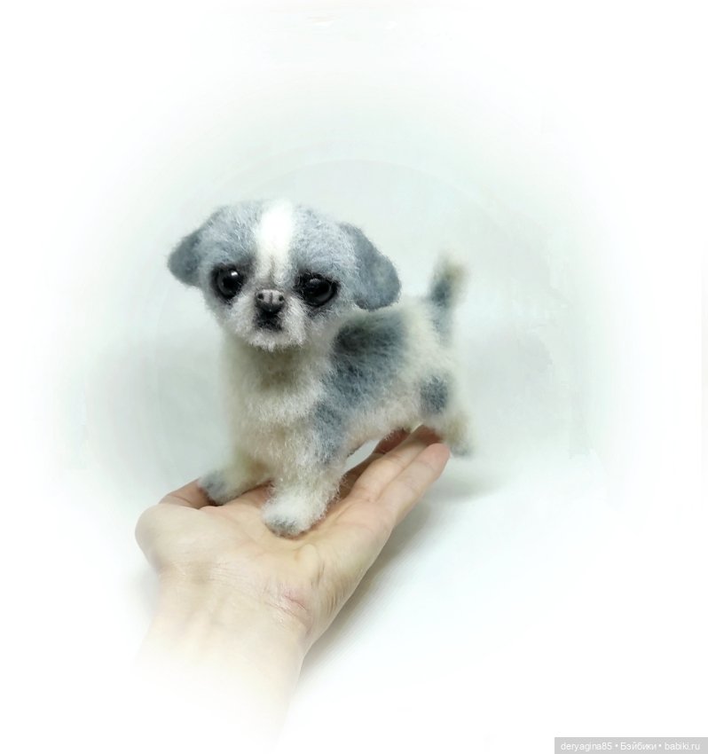 Щенок японского хина — Валяные игрушки из шерсти: сухое валяние (фото 10)