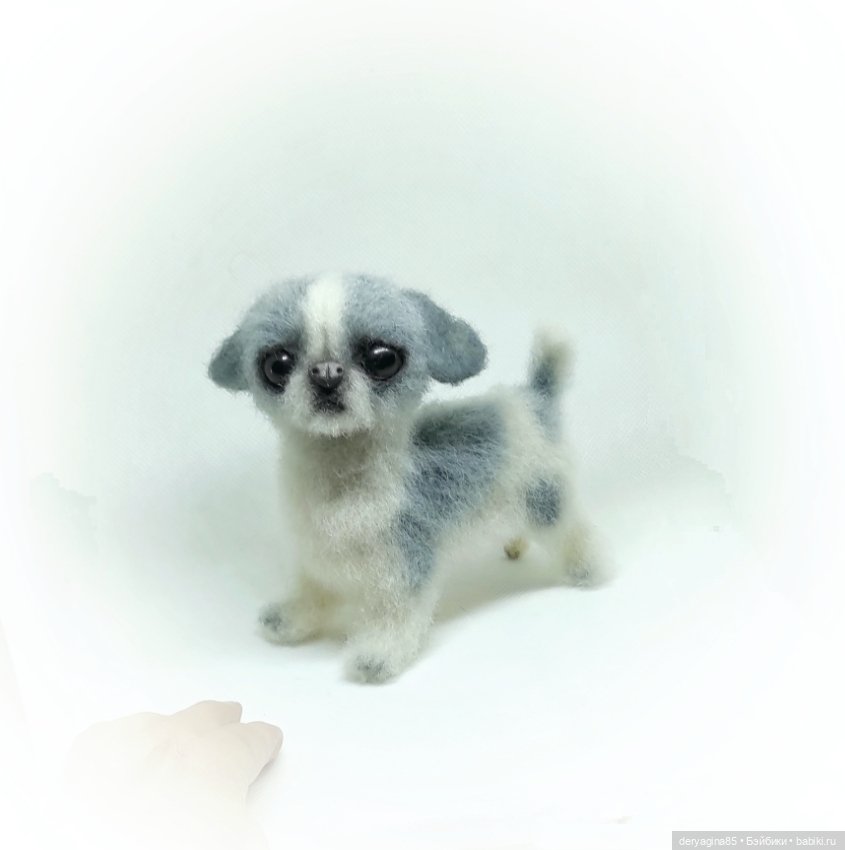 Щенок японского хина — Валяные игрушки из шерсти: сухое валяние (фото 3)