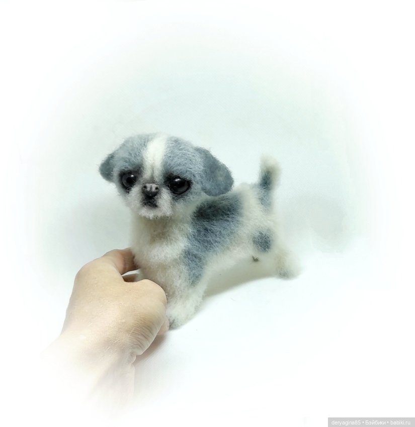 Щенок японского хина — Валяные игрушки из шерсти: сухое валяние (фото 7)