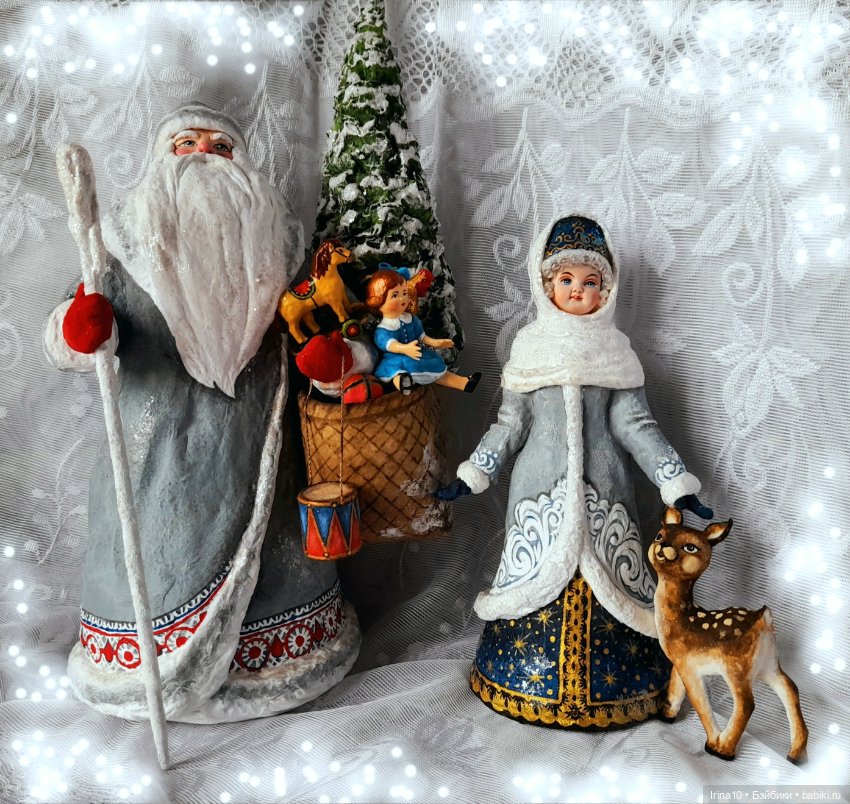 Зимние волшебники — Ватные игрушки на елку: ретро