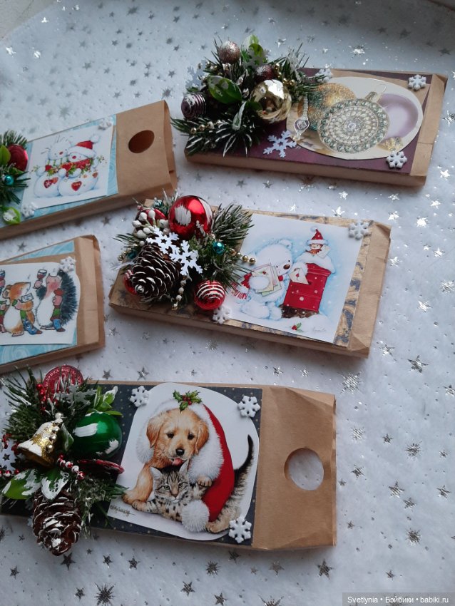 Новогодние шоколадницы — Авторские игрушки из разных материалов: синельная проволока (фото 2)