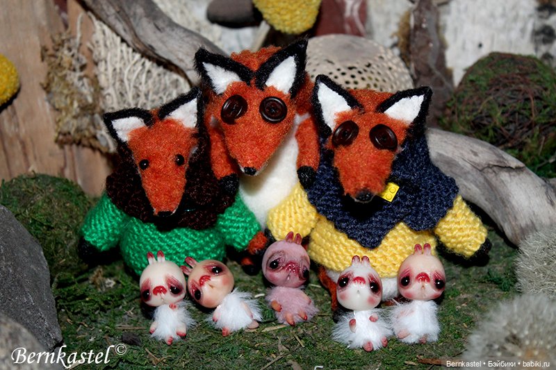 Лисы и кролики — Текстильные игрушки и примитивы: кофейные (фото 2)