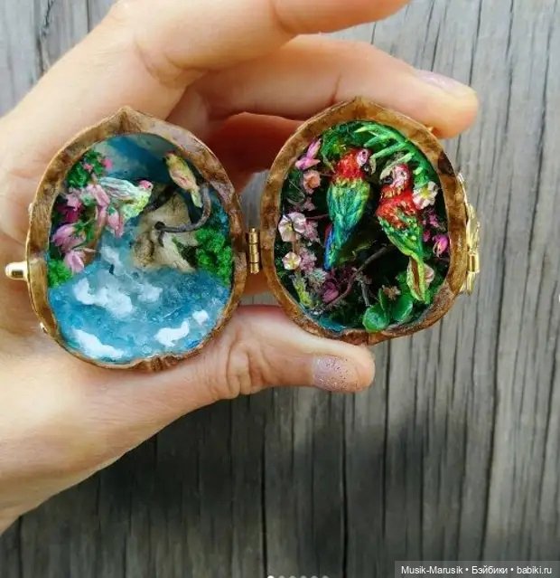 Потрясающие миниатюры в скорлупе грецкого ореха от Марии Чиковой