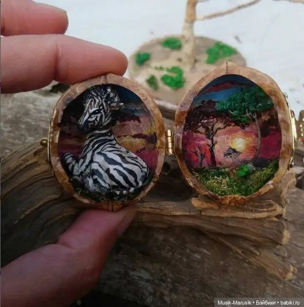 Потрясающие миниатюры в скорлупе грецкого ореха от Марии Чиковой