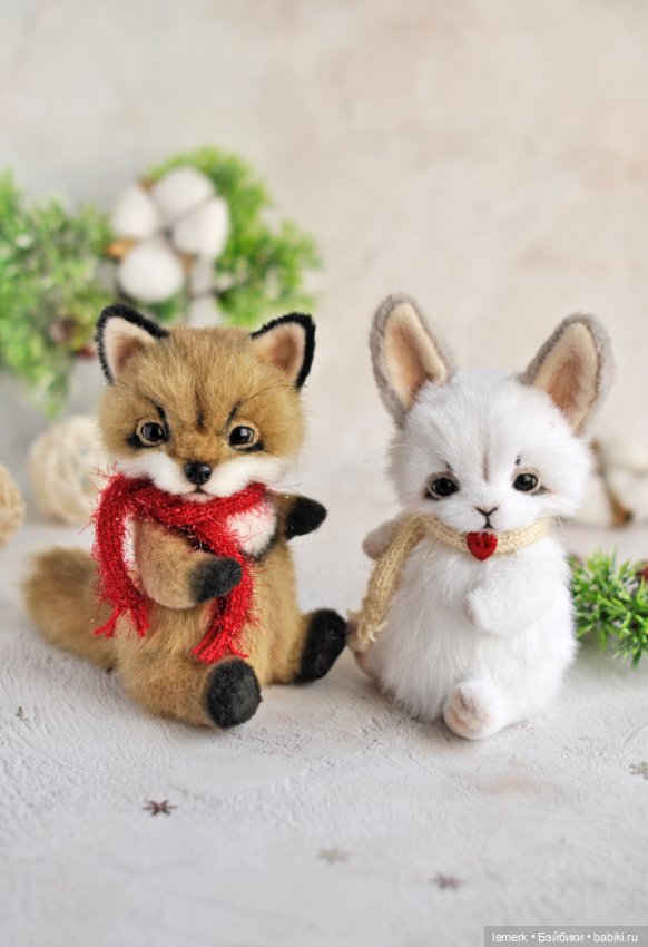 Новогодние тедди друзья лисенок и зайчонок 🦊🐰🎄❄️💫 (фото 7)