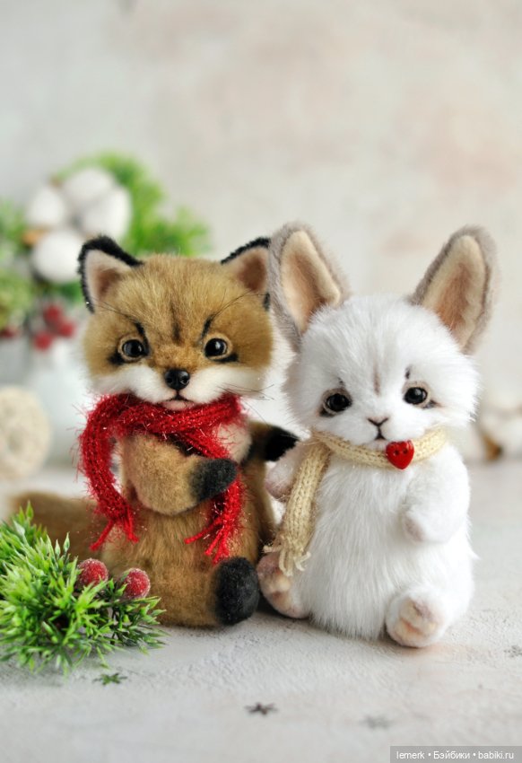 Новогодние тедди друзья лисенок и зайчонок 🦊🐰🎄❄️💫 (фото 2)