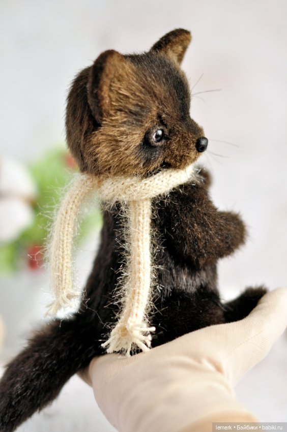 Соболь и снегирь, новогодние лесные друзья, интерьерная композиция тедди (фото 7)