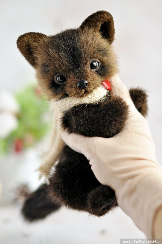 Соболь и снегирь, новогодние лесные друзья, интерьерная композиция тедди (фото 8)