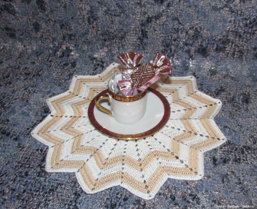 "Песчаный Берег" - набор из 5 вязаных салфеток (фото 6)
