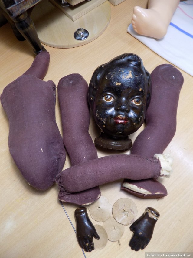 Реставрация опилочных кукол СССР. Негр и Клоун (фото 4)