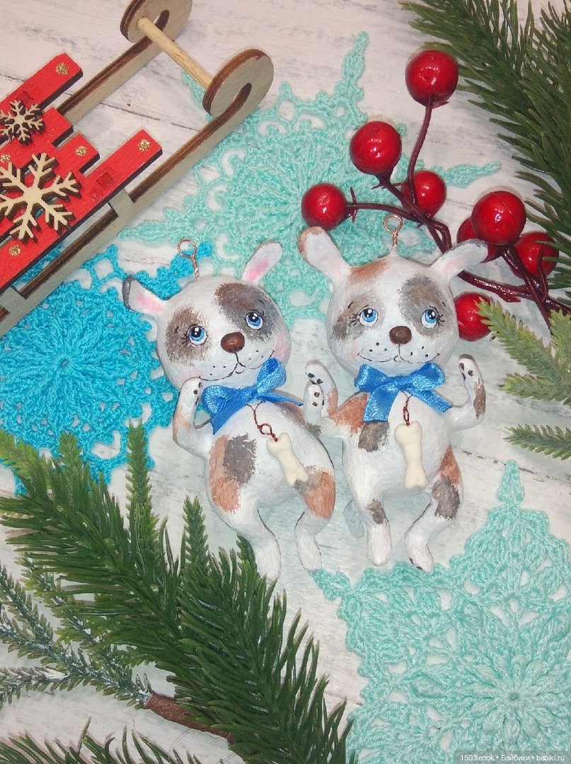 Пёсики на ёлку — Лепка авторских игрушек и папье (фото 2)