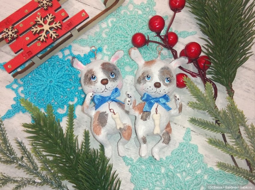 Пёсики на ёлку — Лепка авторских игрушек и папье