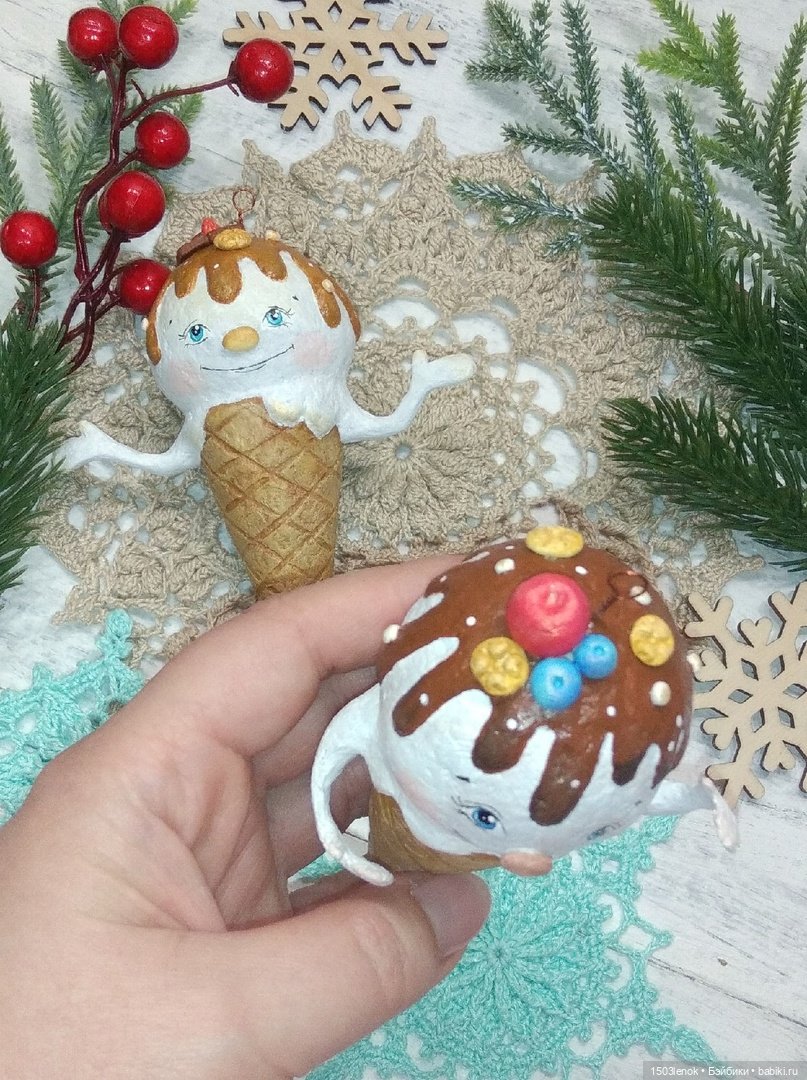 Пломбирчики на ёлку — Лепка авторских игрушек и папье (фото 8)