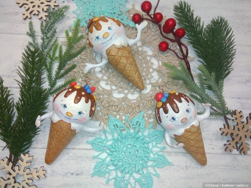 Пломбирчики на ёлку — Лепка авторских игрушек и папье