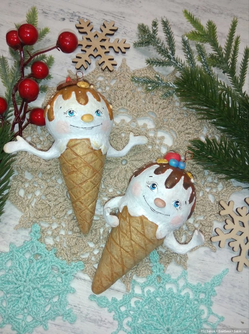 Пломбирчики на ёлку — Лепка авторских игрушек и папье (фото 4)