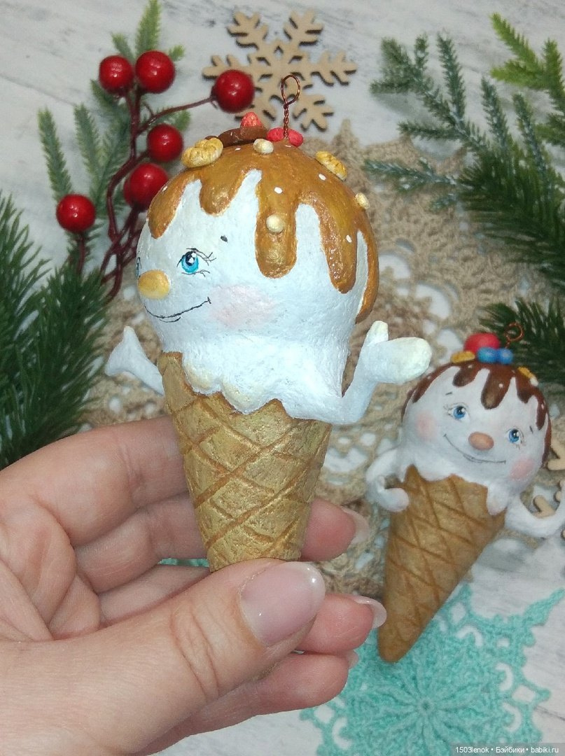 Пломбирчики на ёлку — Лепка авторских игрушек и папье