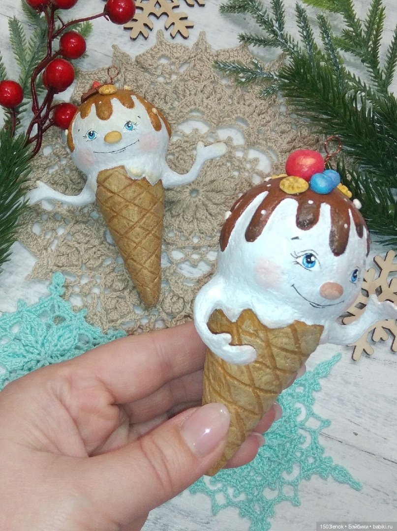 Пломбирчики на ёлку — Лепка авторских игрушек и папье (фото 10)