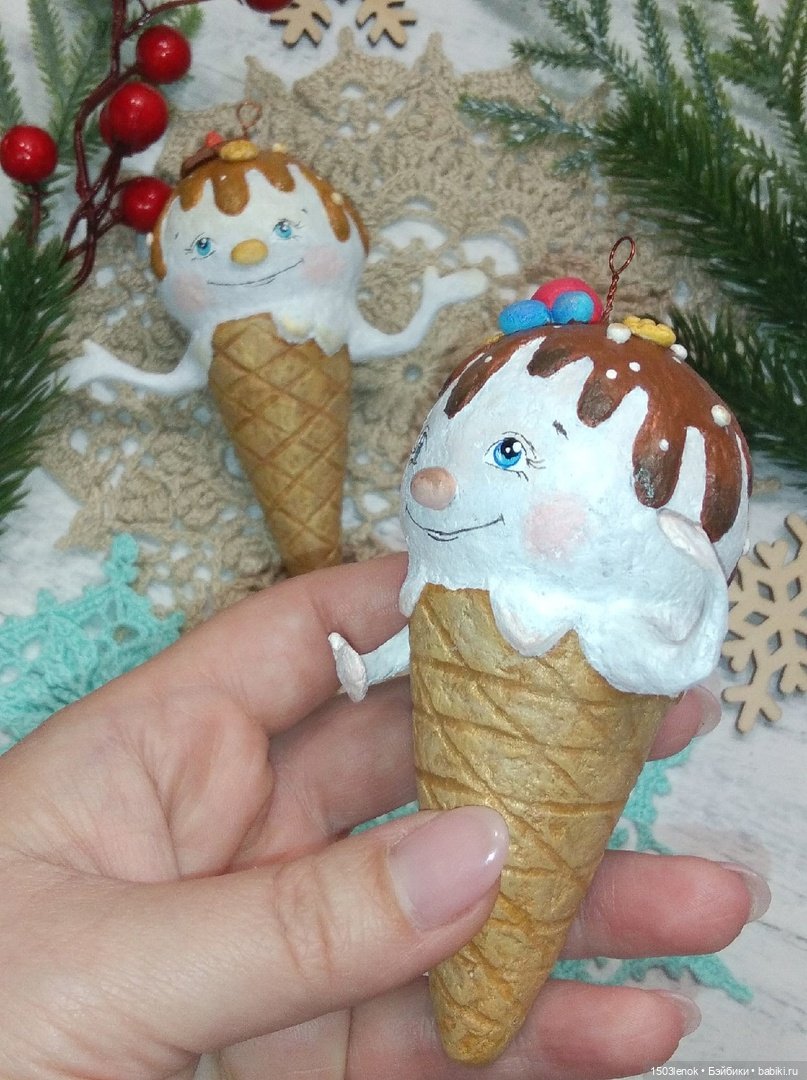 Пломбирчики на ёлку — Лепка авторских игрушек и папье (фото 9)