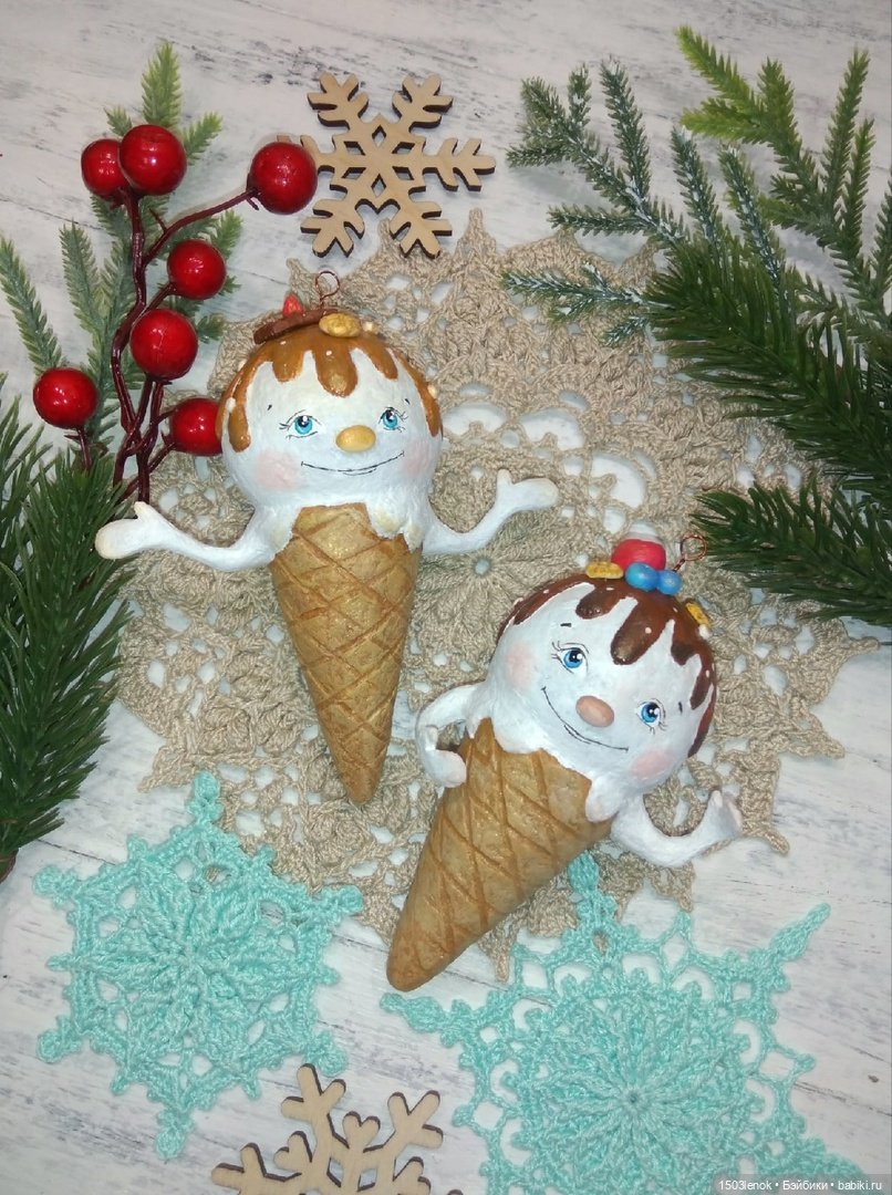 Пломбирчики на ёлку — Лепка авторских игрушек и папье (фото 2)