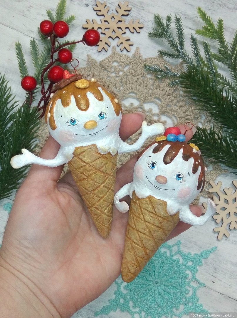 Пломбирчики на ёлку — Лепка авторских игрушек и папье