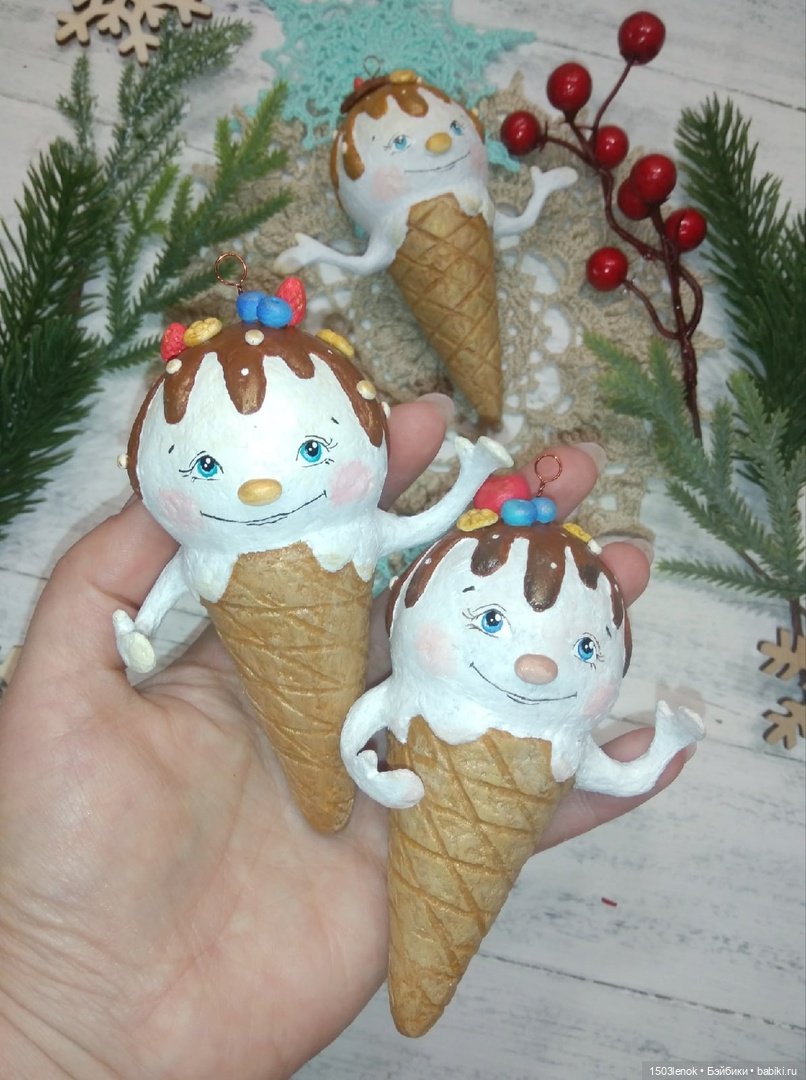 Пломбирчики на ёлку — Лепка авторских игрушек и папье
