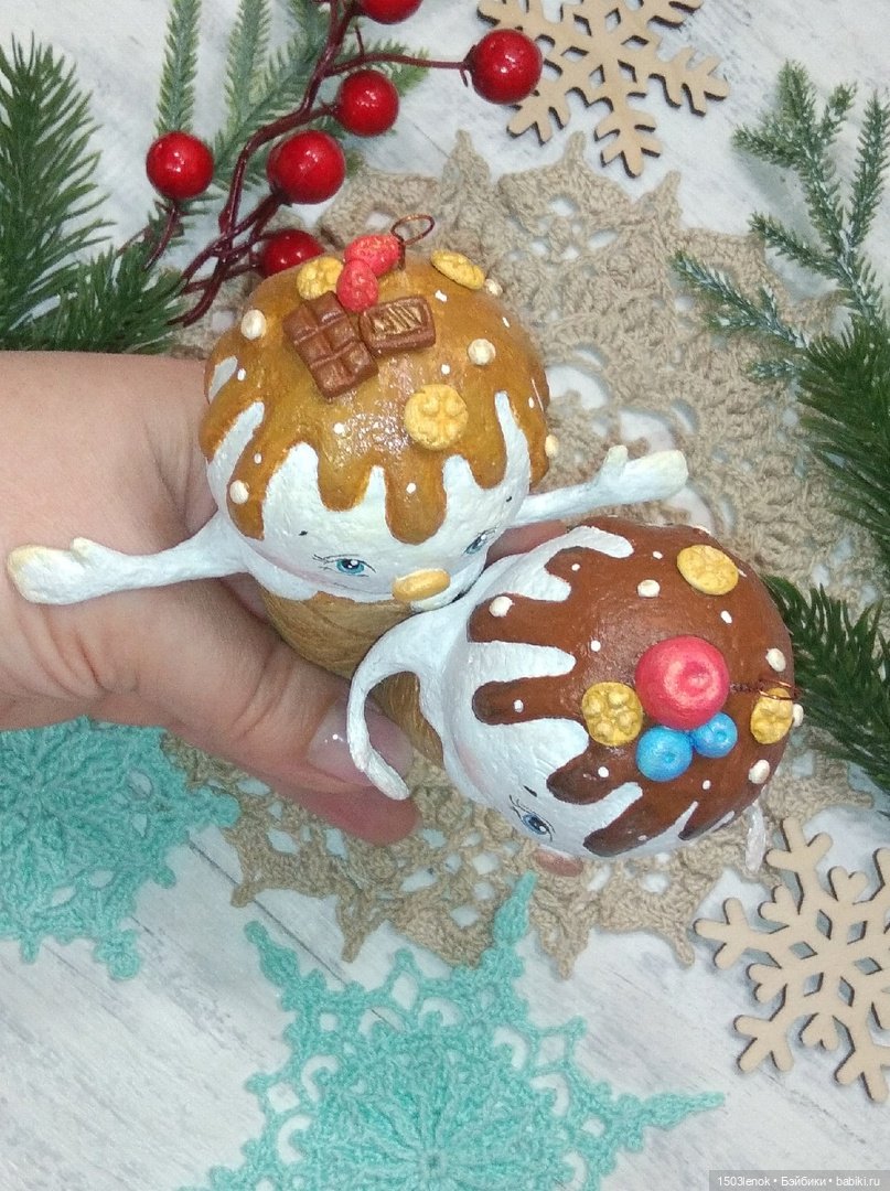 Пломбирчики на ёлку — Лепка авторских игрушек и папье