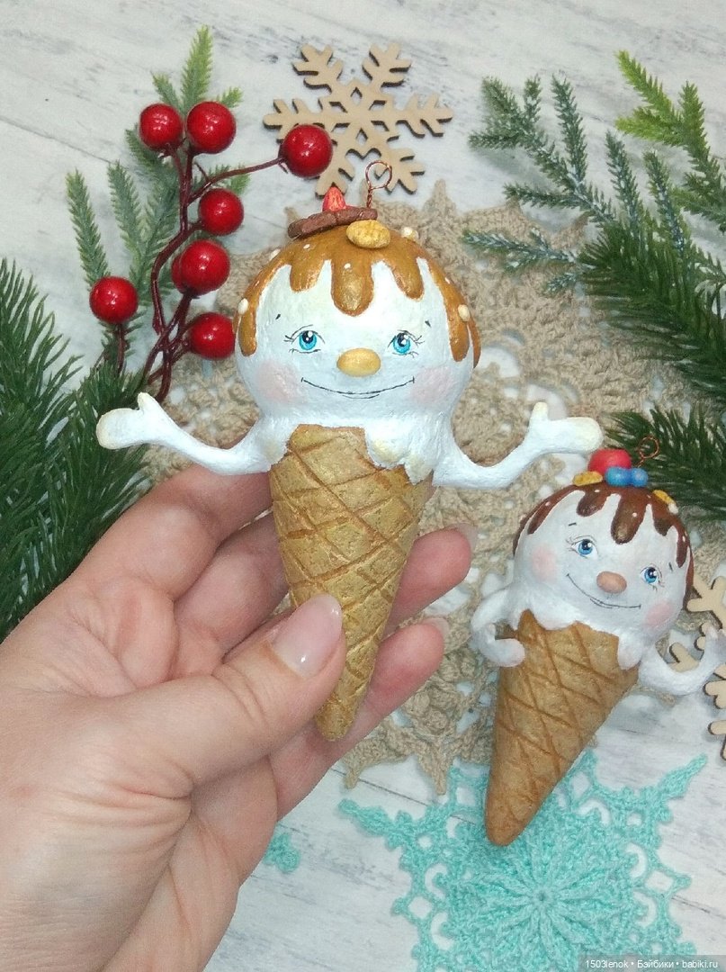 Пломбирчики на ёлку — Лепка авторских игрушек и папье