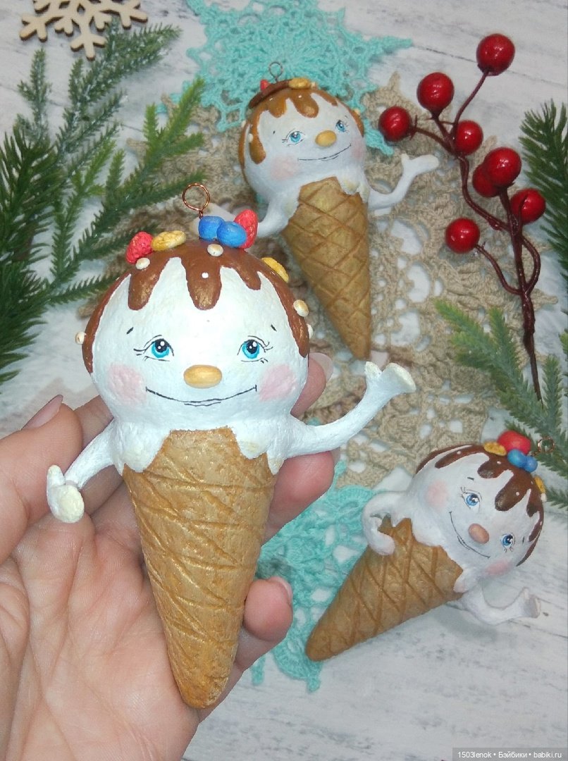 Пломбирчики на ёлку — Лепка авторских игрушек и папье