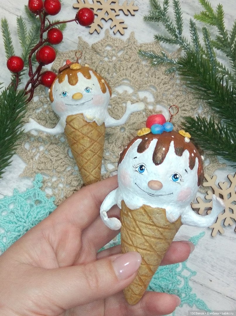 Пломбирчики на ёлку — Лепка авторских игрушек и папье (фото 7)