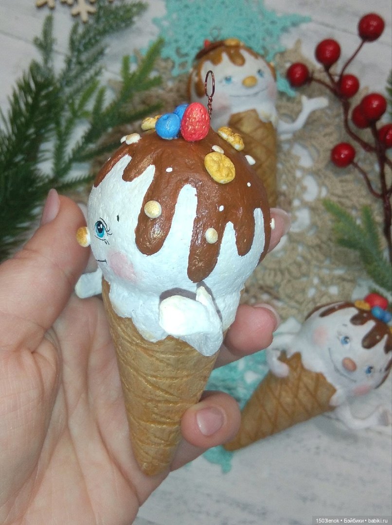 Пломбирчики на ёлку — Лепка авторских игрушек и папье