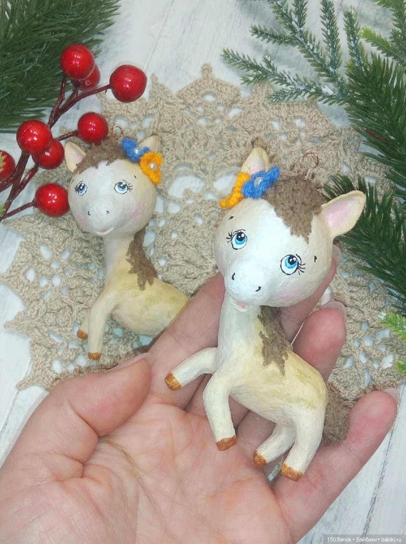 Лошадки на ёлку — Лепка авторских игрушек и папье (фото 8)
