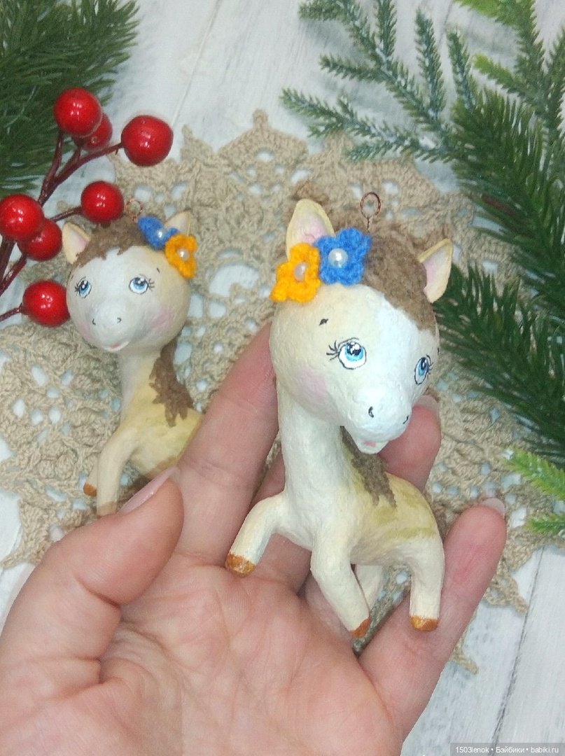 Лошадки на ёлку — Лепка авторских игрушек и папье (фото 9)