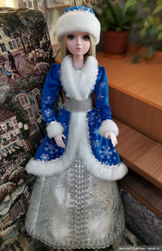 Костюм Снегурочки для бжд куклы 58-60 см