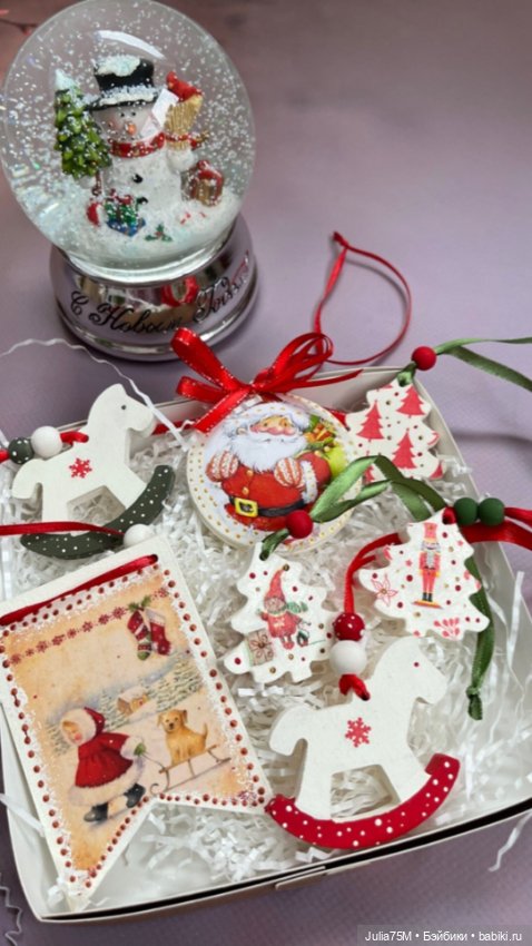 Новогодние наборы в технике декупаж. Игрушки на елку (фото 4)