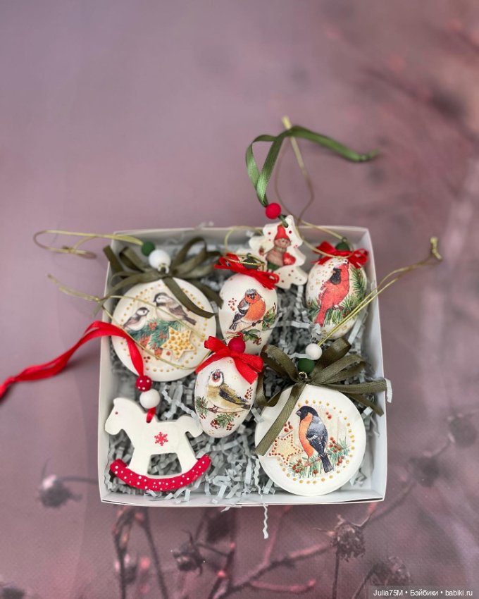 Новогодние наборы в технике декупаж. Игрушки на елку (фото 2)