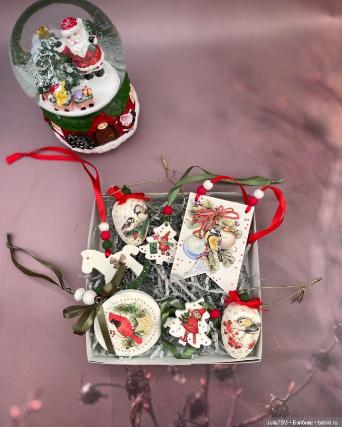 Новогодние наборы в технике декупаж. Игрушки на елку (фото 6)
