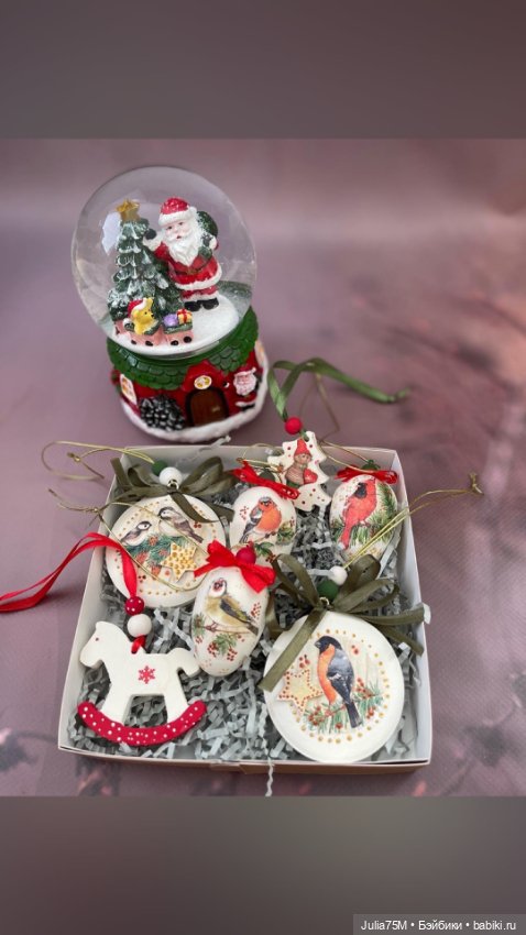 Новогодние наборы в технике декупаж. Игрушки на елку