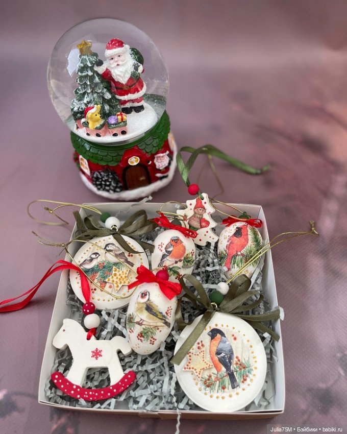 Новогодние наборы в технике декупаж. Игрушки на елку