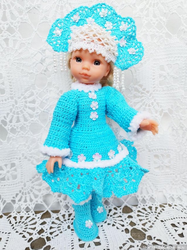 Костюмчик "СНЕГУРОЧКА" для мини паолочки ростом 21-23 см