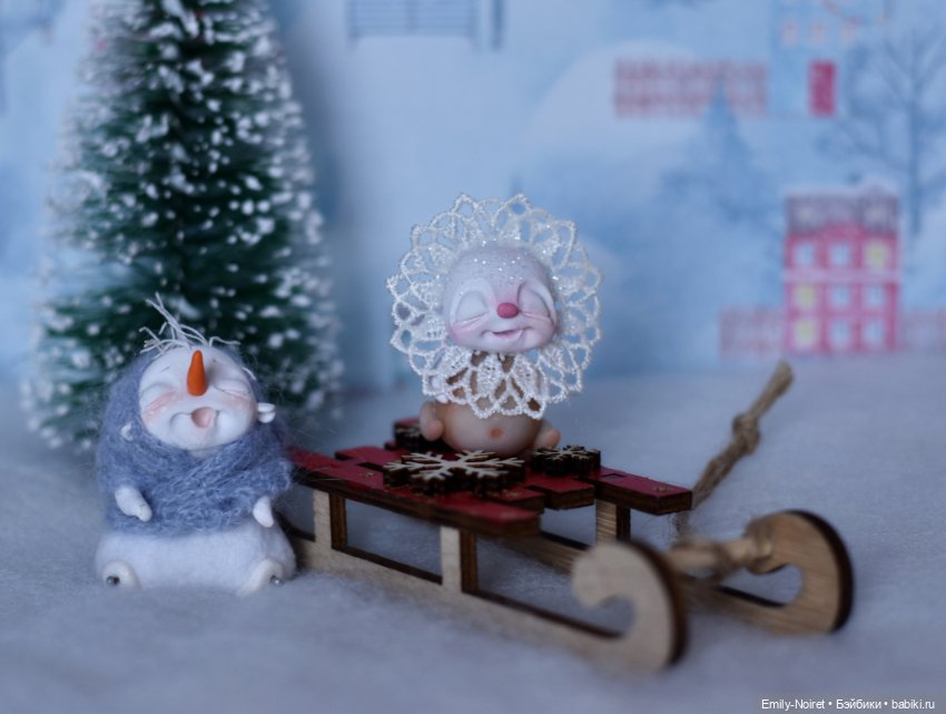 Снеговичок и Снежинка — Домашние фото авторских игрушек: Тедди (фото 5)