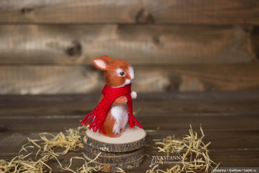 Зайка — Валяные игрушки из шерсти: сухое валяние (фото 2)