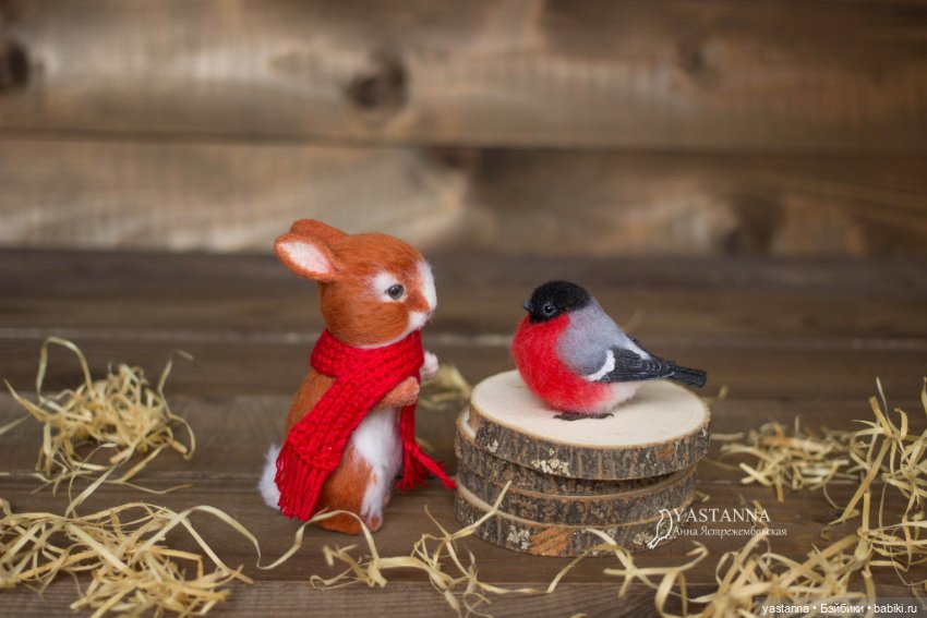 Зайка — Валяные игрушки из шерсти: сухое валяние