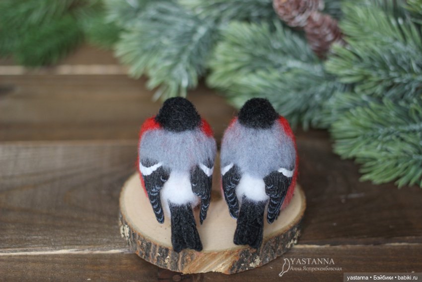 Снегири — Валяные игрушки из шерсти: сухое валяние (фото 2)