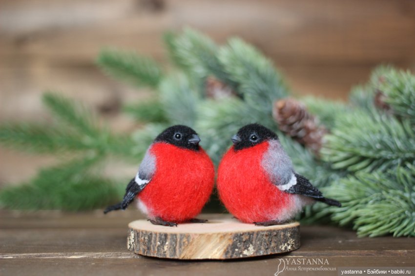 Снегири — Валяные игрушки из шерсти: сухое валяние (фото 4)