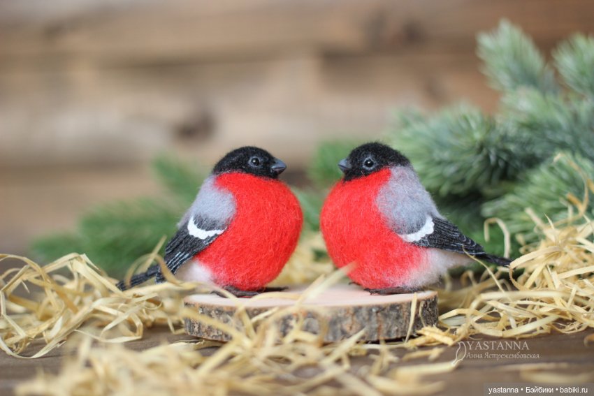 Снегири — Валяные игрушки из шерсти: сухое валяние (фото 9)